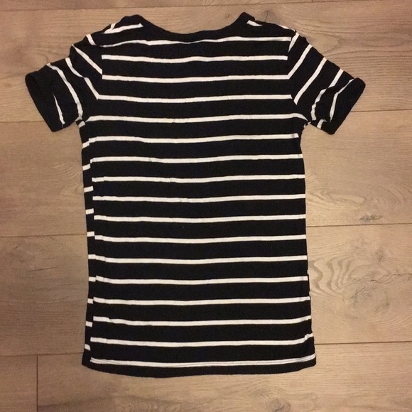Dark navy and white striped pizza tshirt - Picture 3 of 3